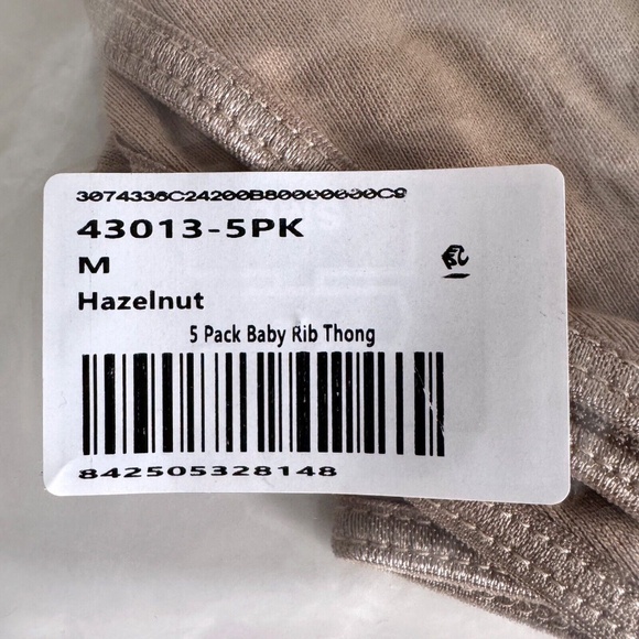 NEW Los Angeles Apparel 5 Pack Baby Rib Cotton Thong Hazelnut M - Picture 3 of 3